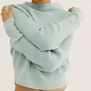 Free People Too Good Pullover Sweater Top Cobalt Green